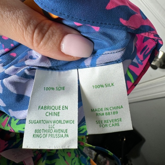 LILLY PULITZER 100% Silk Dusk Racerback Tank Neon Floral Print‎ Size XS - Picture 6 of 7